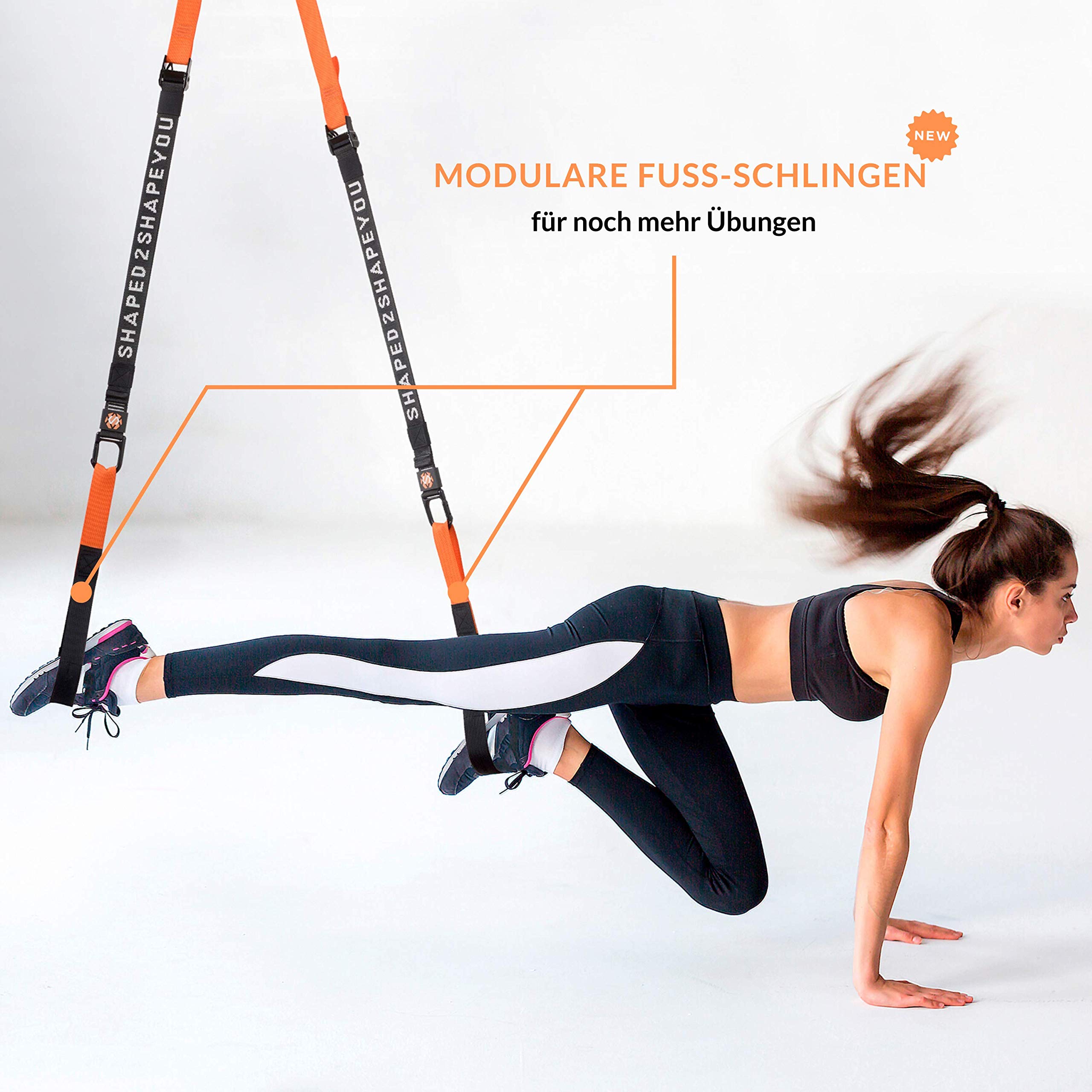 Premium Sling Trainer Set Suspension Trainer mit Handtuch, Rucksackbeutel und Trainingsbuch - Schlingentrainer für Functional Training mit Türanker + Qualitätszertifikat