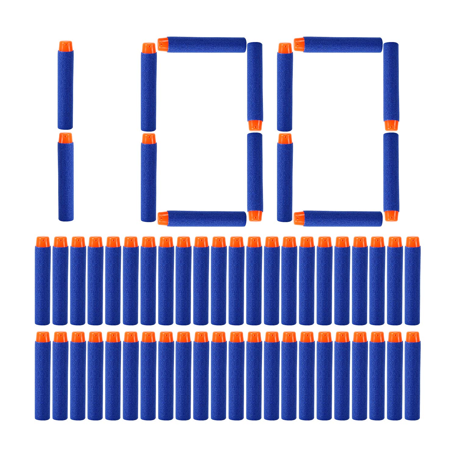 Refill Darts 100PCS Bullets+6 PCS Darts Foam EVA Soft Bullet Target for Nerf N-Strike Elite Series Blasters, Blue, Red