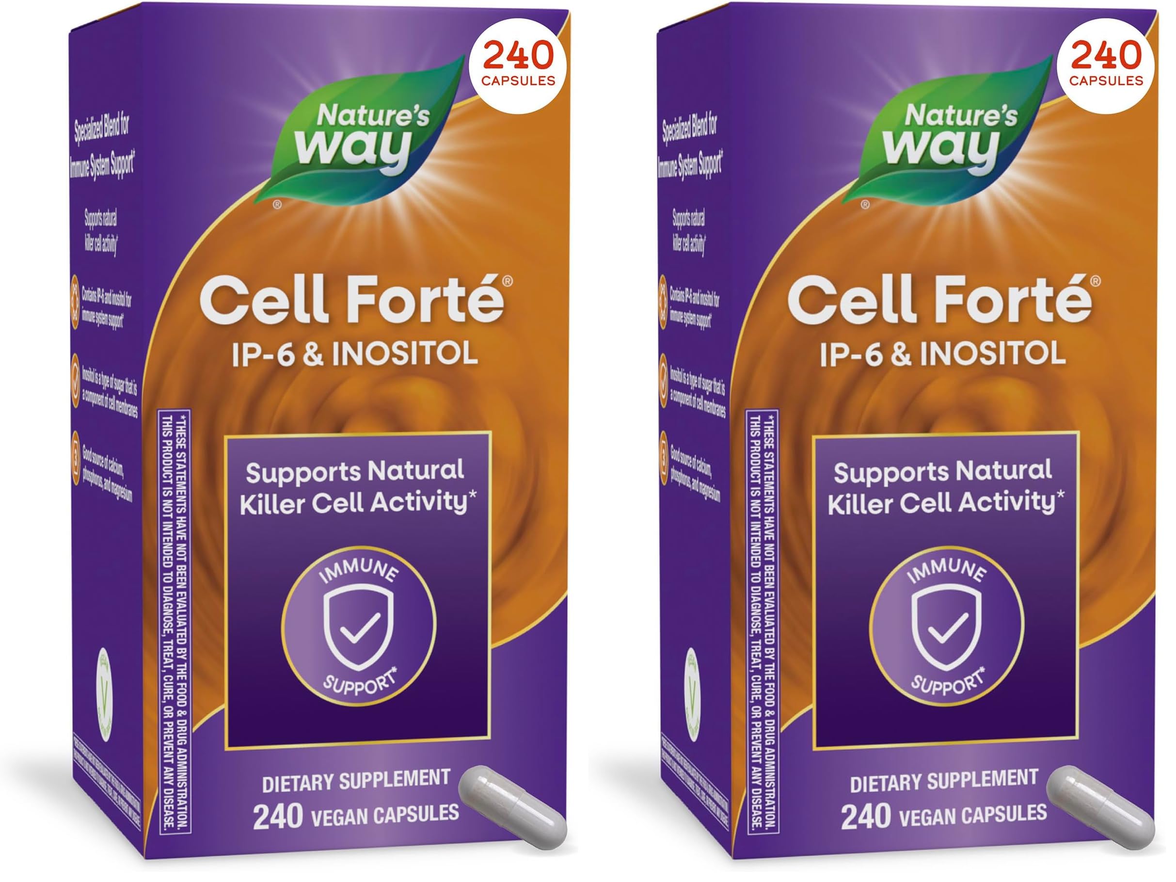 Nature's Way Cell Forté IP-6 & Inositol Immune Support Supplement with Calcium,Phosphorus,and Magnesium*,Gluten-Free,Vegan,240 Capsules (Packaging May Vary),(Pack of 2) 240 Count (Pack of 2)
