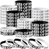 Poen 100 Pcs class of 2026 bracelets Graduation wristbands Class of 2026 Congrats Grad Celebrating Silicone Bracelets for Graduation Party Favors Supply(Black, White)