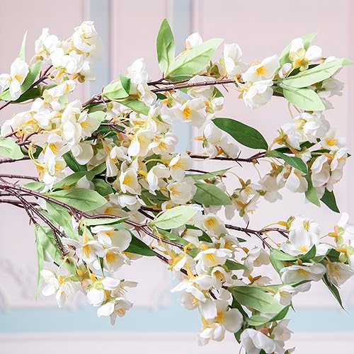 Miniatura 4 de Ramas artificiales de Malus Spectabilis de 22 pulgadas, tallos de seda, arreglos florales falsos para el hogar, bodas, decoración de primavera,