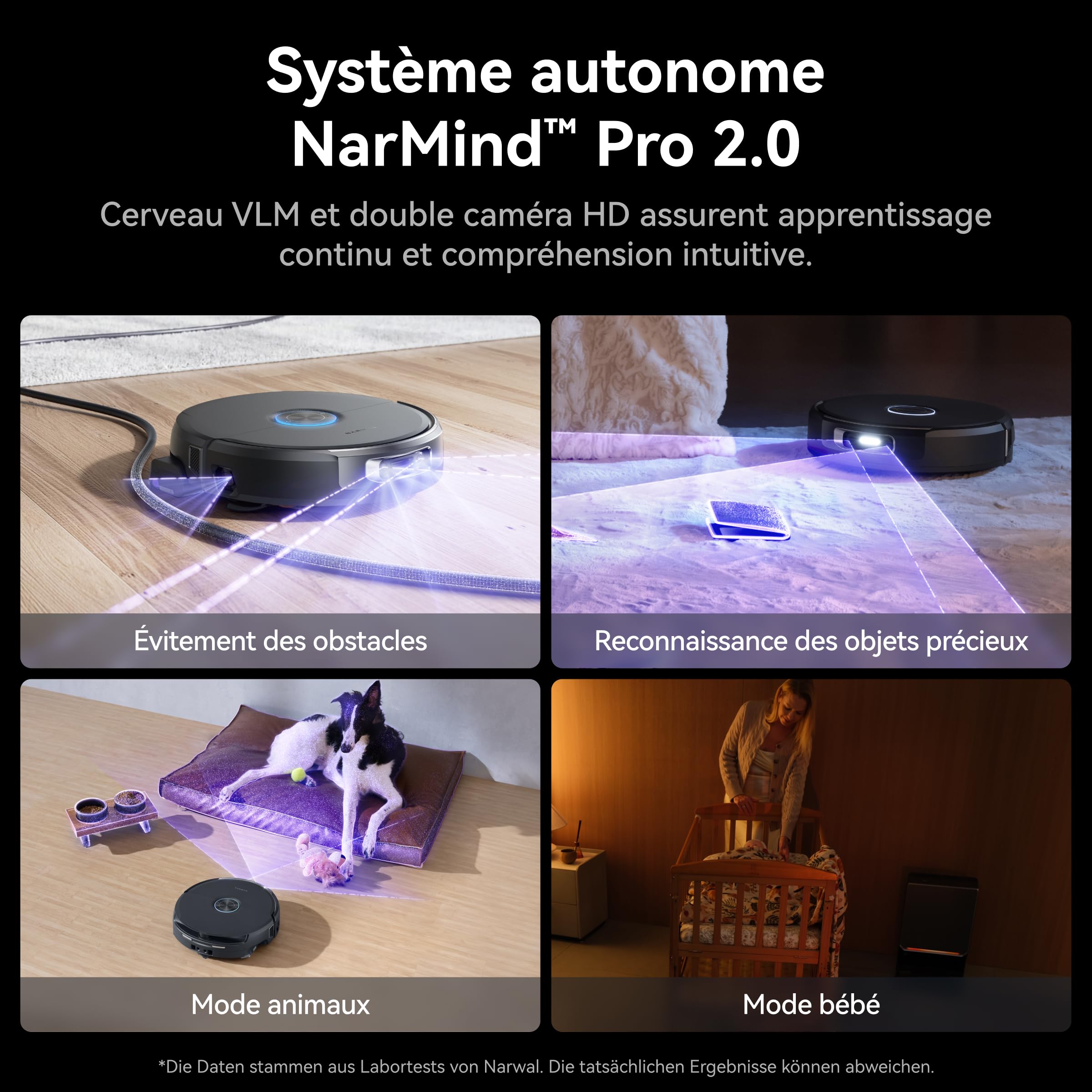 NARWAL Flow 2 Robot Aspirateur Laveur Tout-en-Un, Rouleau Laveur Allongé, Lavage FlowWash à 60 °C, Puissance d’Aspiration de 31 000 Pa, Technologie CarpetFocus™, Lavage de la Serpillière à 100 °C