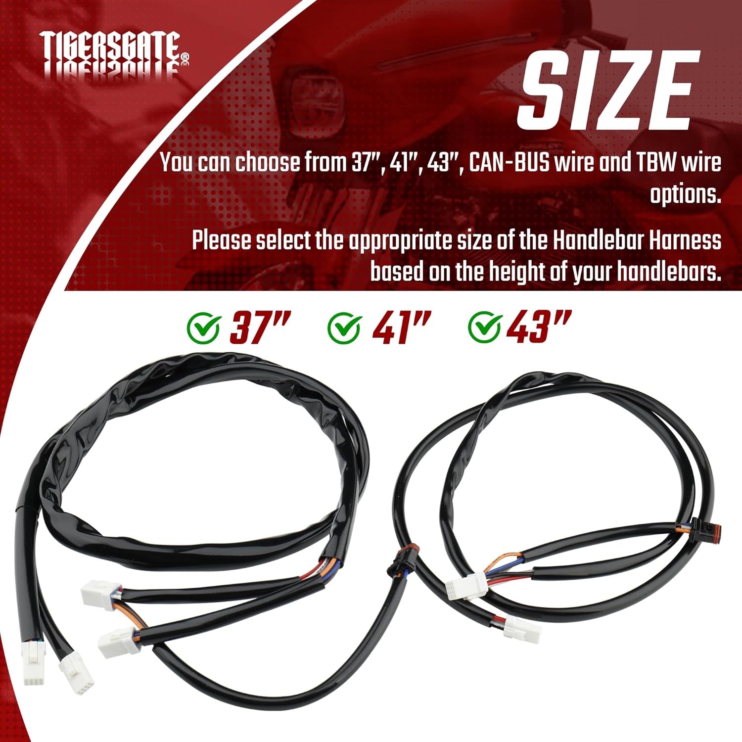 Full-Length 41" Handlebar Wiring Wire Extension Harness (CAN Bus) & Extended Throttle by Wire (TBW) for 2023-2024 Street Glide & Road Glide & CVO, 2025-later Street Glide Ultra Models.