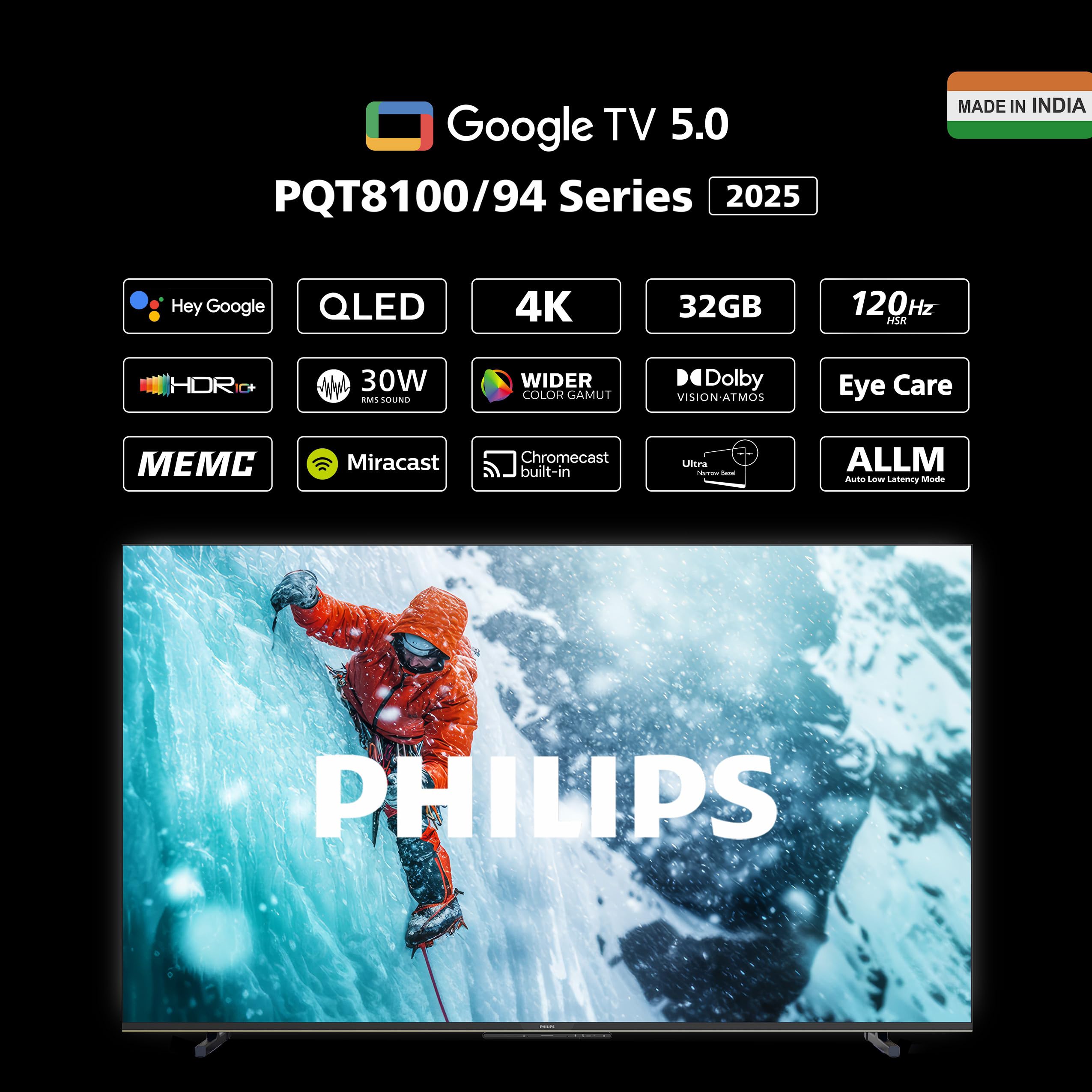 PHILIPS 190 cm (75 inch) 8100 Series 4K Ultra HD Smart QLED TV 75PQT8100/94 — Amazon image 2