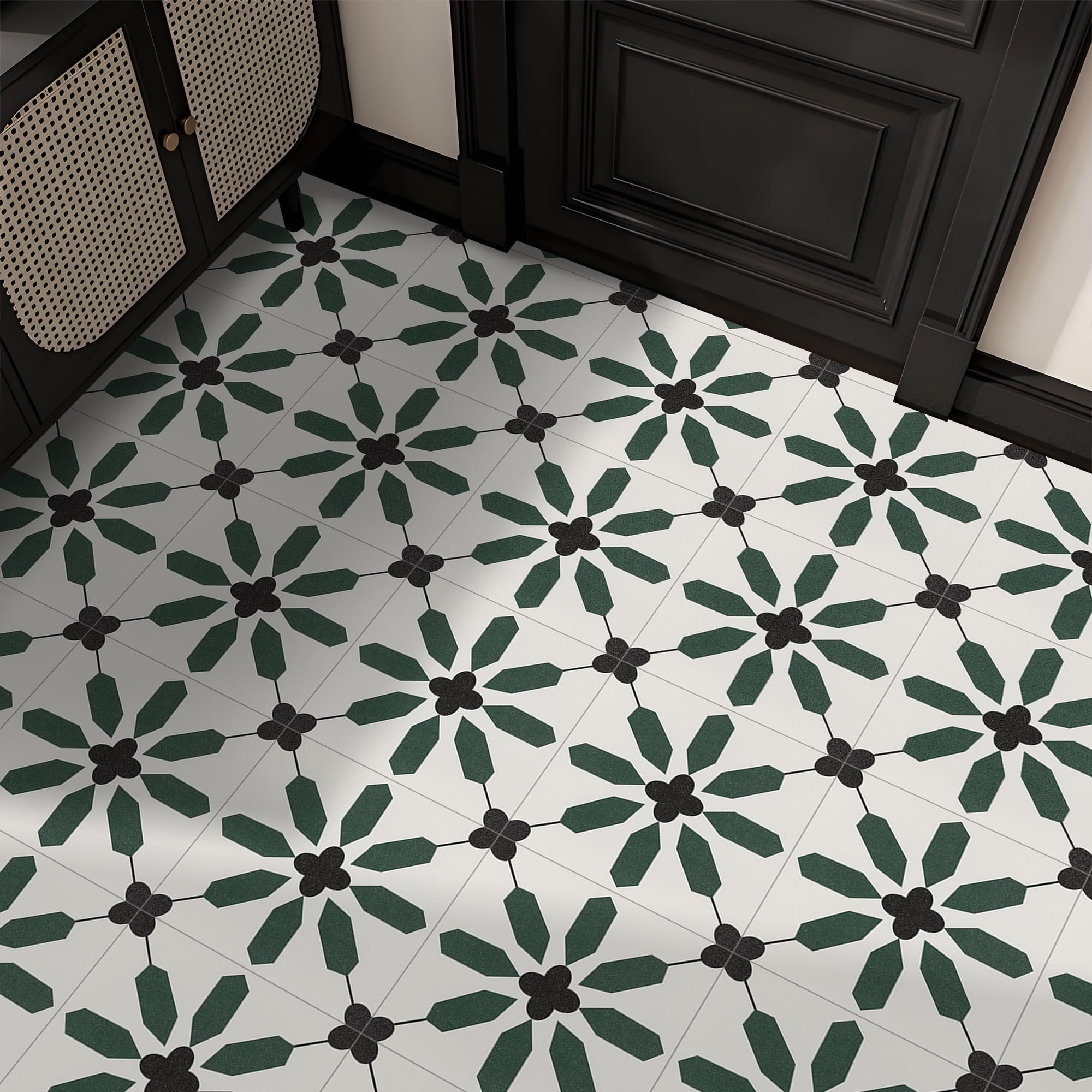 Alow Peel and Stick Flooring, Peel and Stick Floor Tile Waterproof,Flower Self-Adhesive Vinyl Flooring Suit for Bathroom,Kitchen, Bedroom, Office, RV