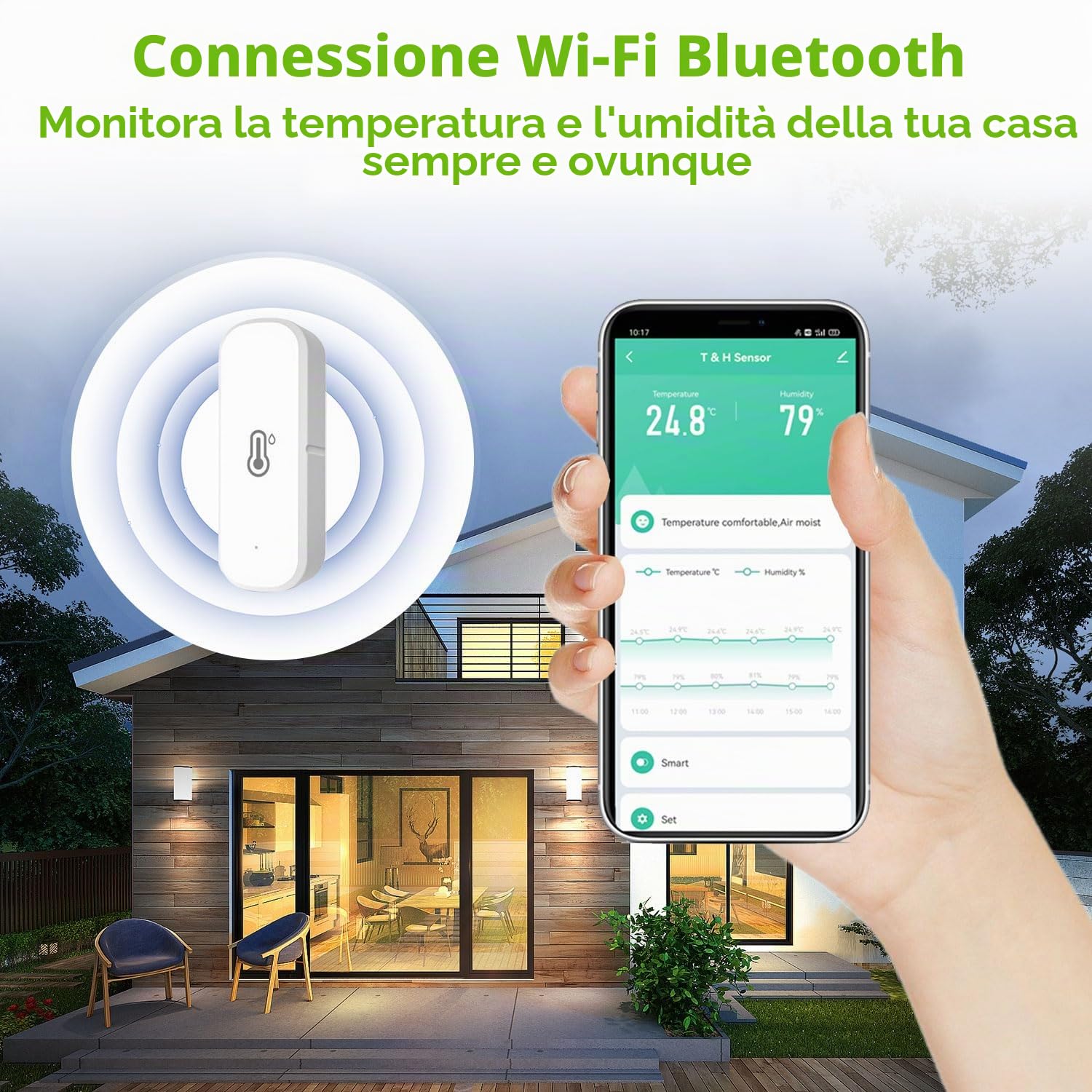 Termometro igrometro WiFi intelligente, sensore di temperatura e umidità per interni ed esterni, con monitoraggio tramite app remota compatibile Alexa/Google Assistant(4 Confezione)