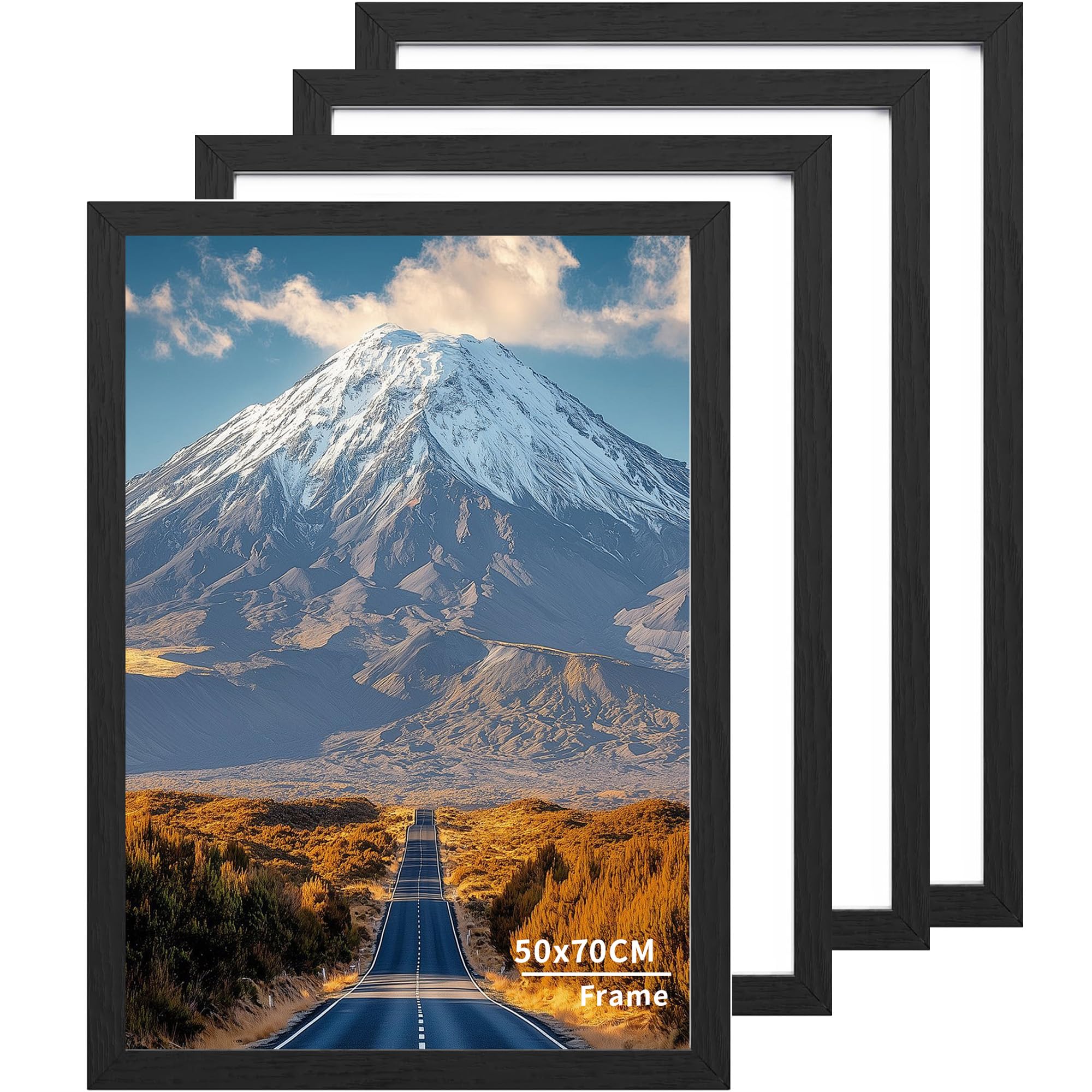 50x70 Picture Frame,50x70CM Wooden Black Frame,Wall-Mounted Poster Frames, Photo Frame with Acrylic Glass (Not Glass), Portrait or Landscape Frames for Home, Office, Gallery,4 Pack