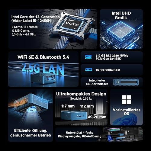 GEEKOM IT12 2026 Mini PC, Intel Ultra 5 125U(AI), DDR5 16GB RAM & 512GB SSD - 2