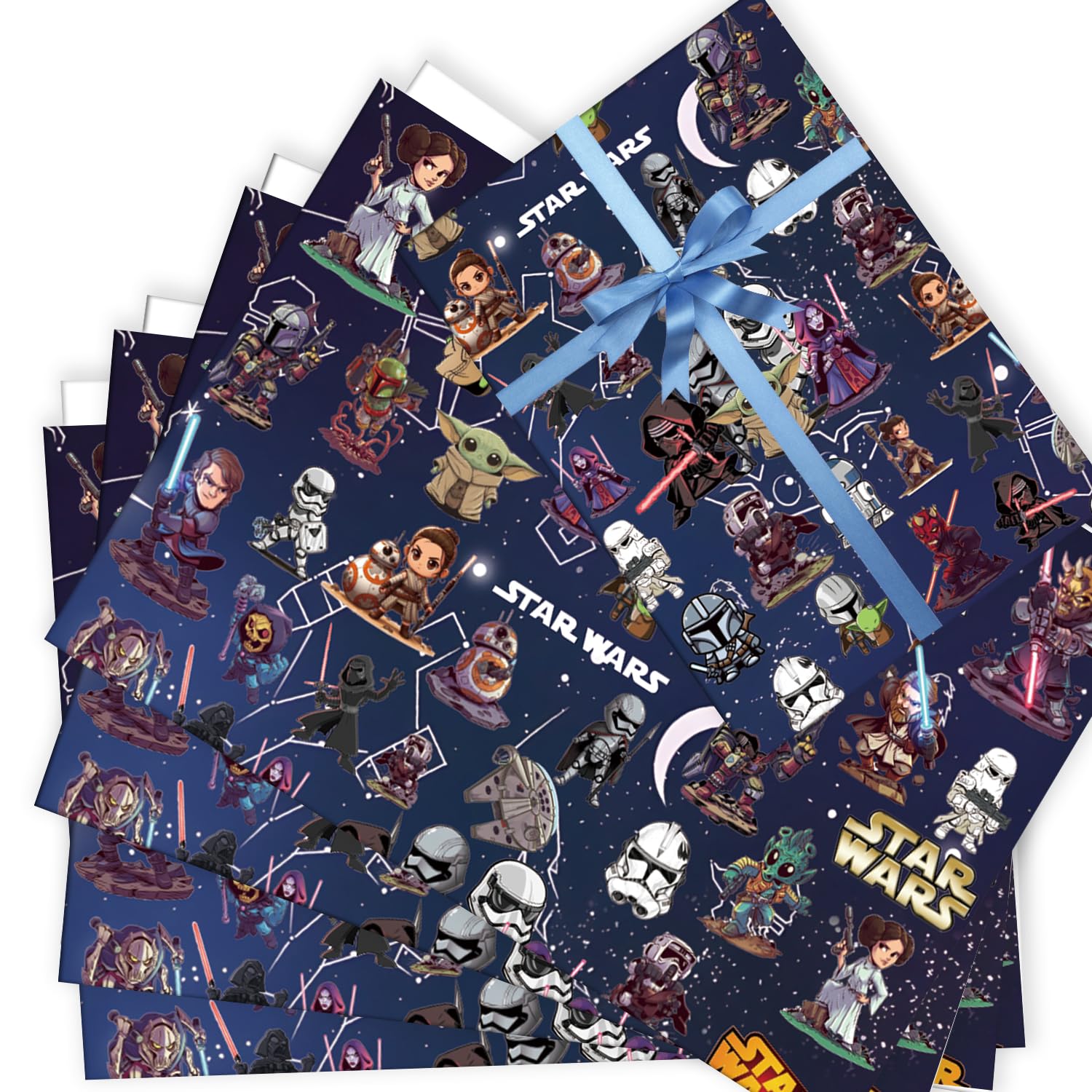 6 Sheets StarWars Wrapping Paper Birthday (Size 70cm X 50cm), Gift Wrap Perfect for Birthday Party or Christmas — image 1