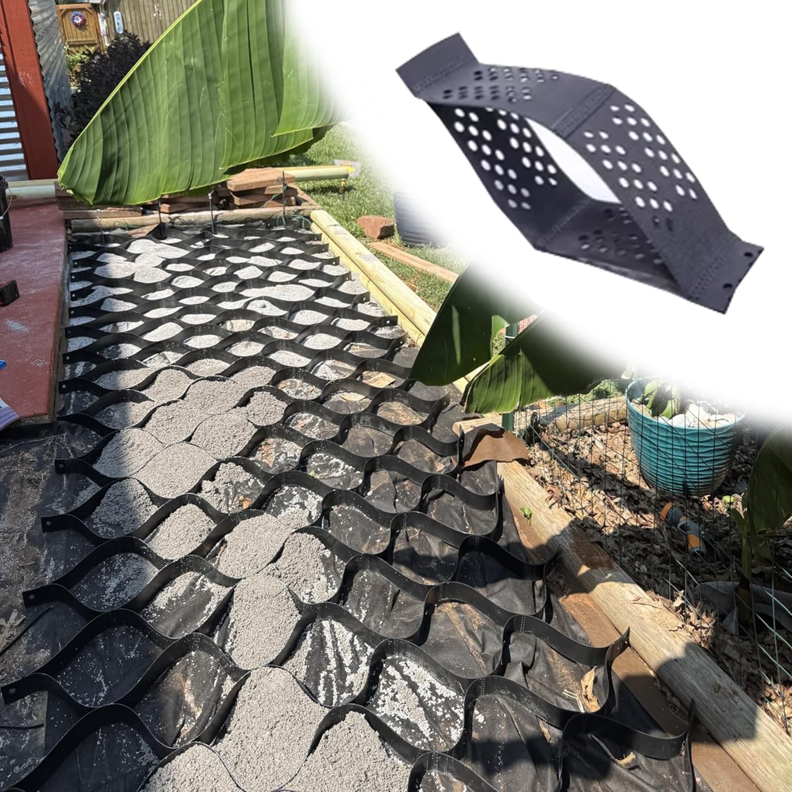 SRNSAEB Stabilizzatore Ghiaia Set di griglia per finitrice permeabile per la casa Commerciale, stabilizzatore per Percorso con griglia di Ghiaia Terra Alta 5 cm, stabilizzazione(3x10ft/1x3m)