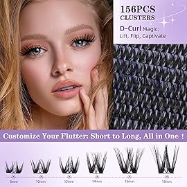 B&Q Wispy Lash Clusters Full B0X,Eyelash Clusters 156PCS Comfortable band Cluster Eyelash Extensions,8-18mm Volume Individual Lashes Lightweight D Curl Lash Clusters Soft Eyelashes Natural Look(B0X)