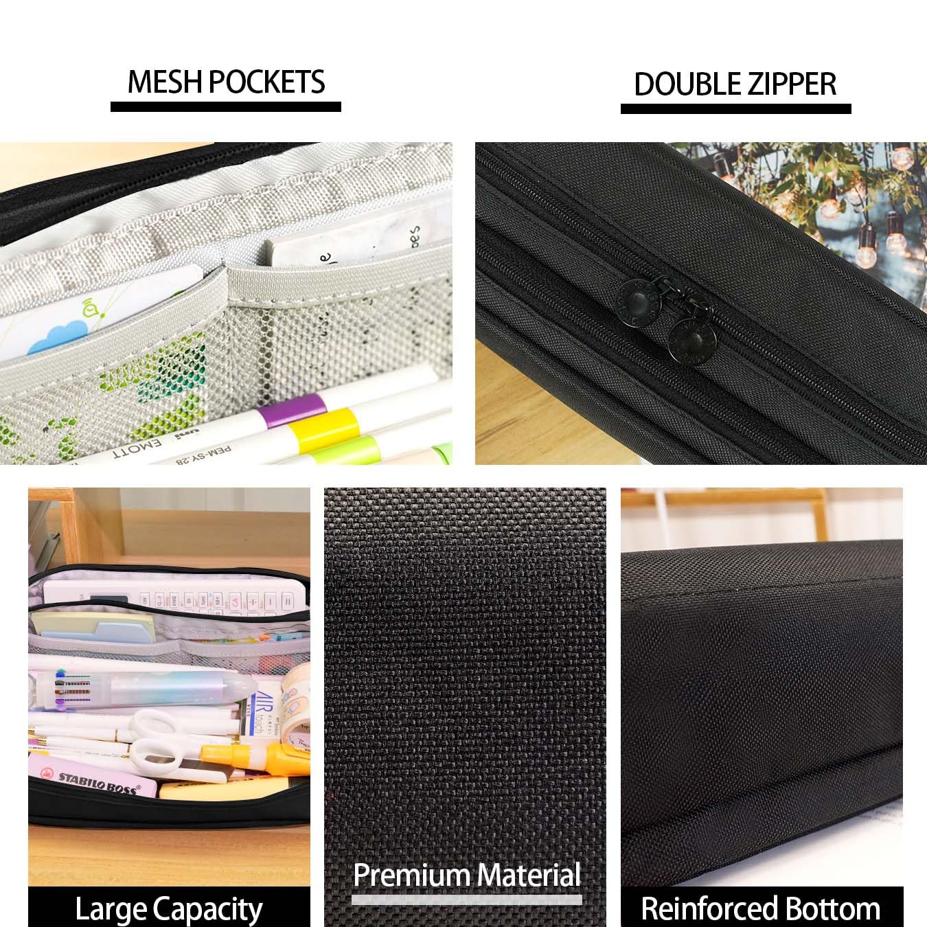 KORSEEN Pencil Pen Case Large Capacity Pencil Pouches Bag with Extendable Big Compartments - Image 4