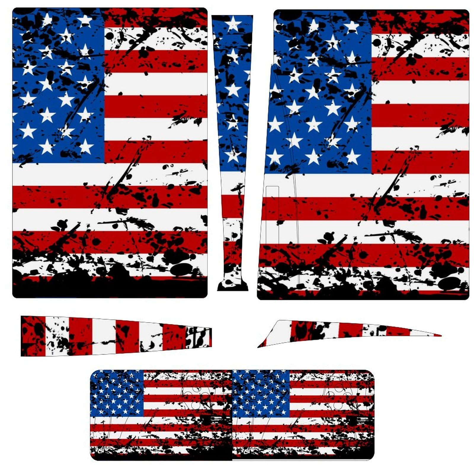 Grunge Old USA Flagge Skin für PS5 Konsole und Controller Zubehör Cover Skins Anime Vinyl Cover Aufkleber Komplettes Set für Playstation 5 Disc Edition
