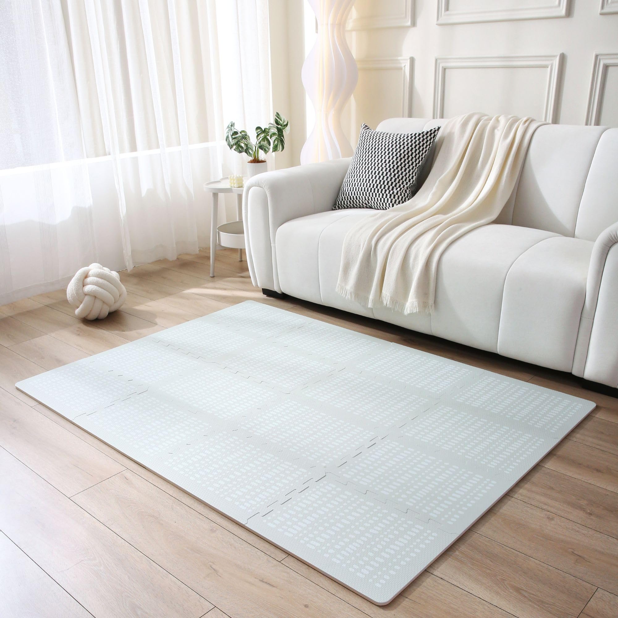 Tappeto puzzle elegante Hygge Beige 1,7 x 1,2 m - 16 lastre XL morbide, spessi, inodore, facile da pulire, confezione senza plastica
