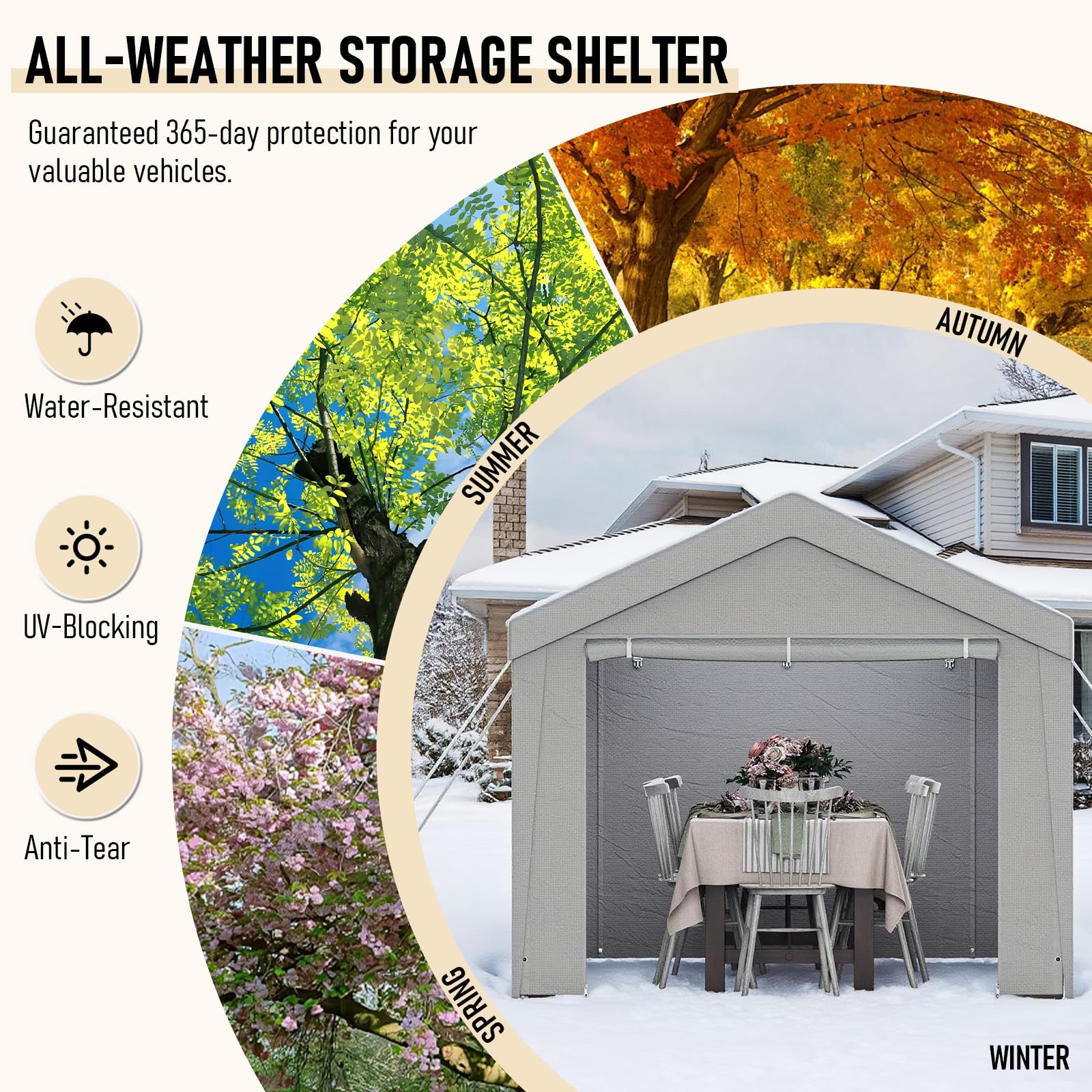 Carpa de jardín 4 x 6 m, impermeable PE 200 g/m², estructura de acero sólida, protección UV 50+, paredes laterales extraíbles, bolsa de transporte incluida, gris