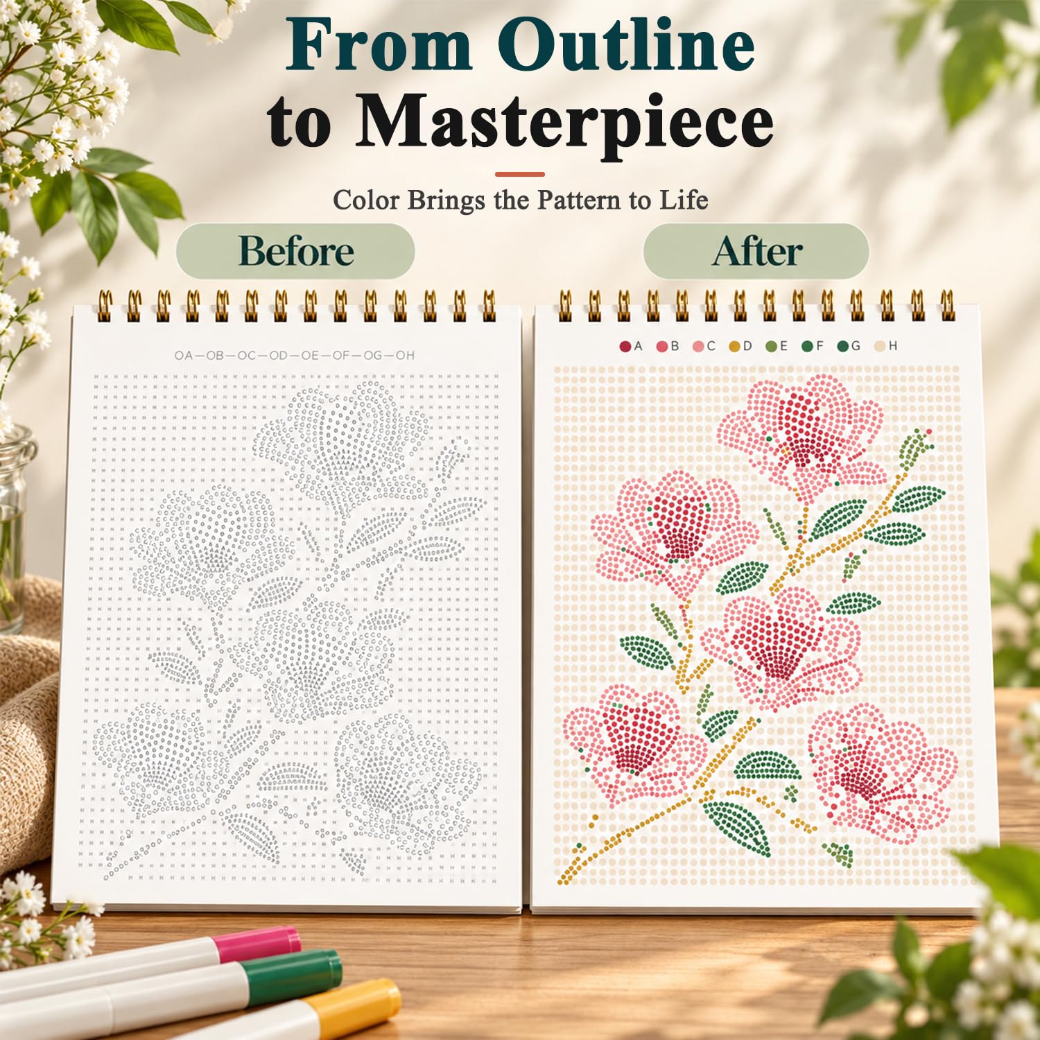 Dot by Letter Coloring Book - Stress Relief Art -6