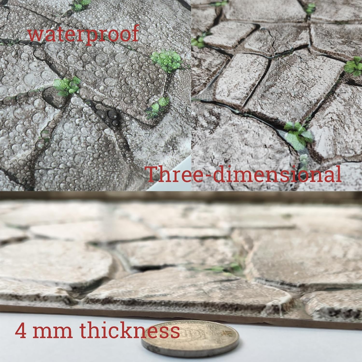 3D Panels Peel and Stick,Simulated Stone Wall,PVC Waterproof Self Adhesive Decorative for Interior Wall Decor,Living Room,TV Background,Study Room 10 Pcs 11.81x11.81 Inches.