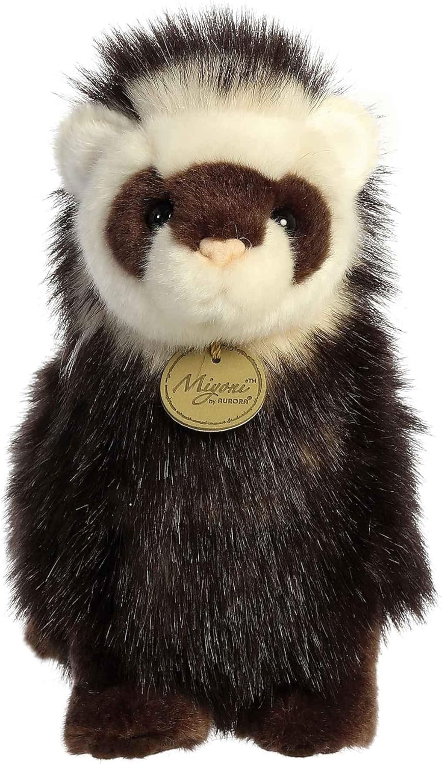 Aurora® Realistic Miyoni® Ferret Stuffed Animal - Lifelike Details Make a Cherished Companion - Perfect for Decorating Bedrooms or Classrooms - Brown 9 Inches