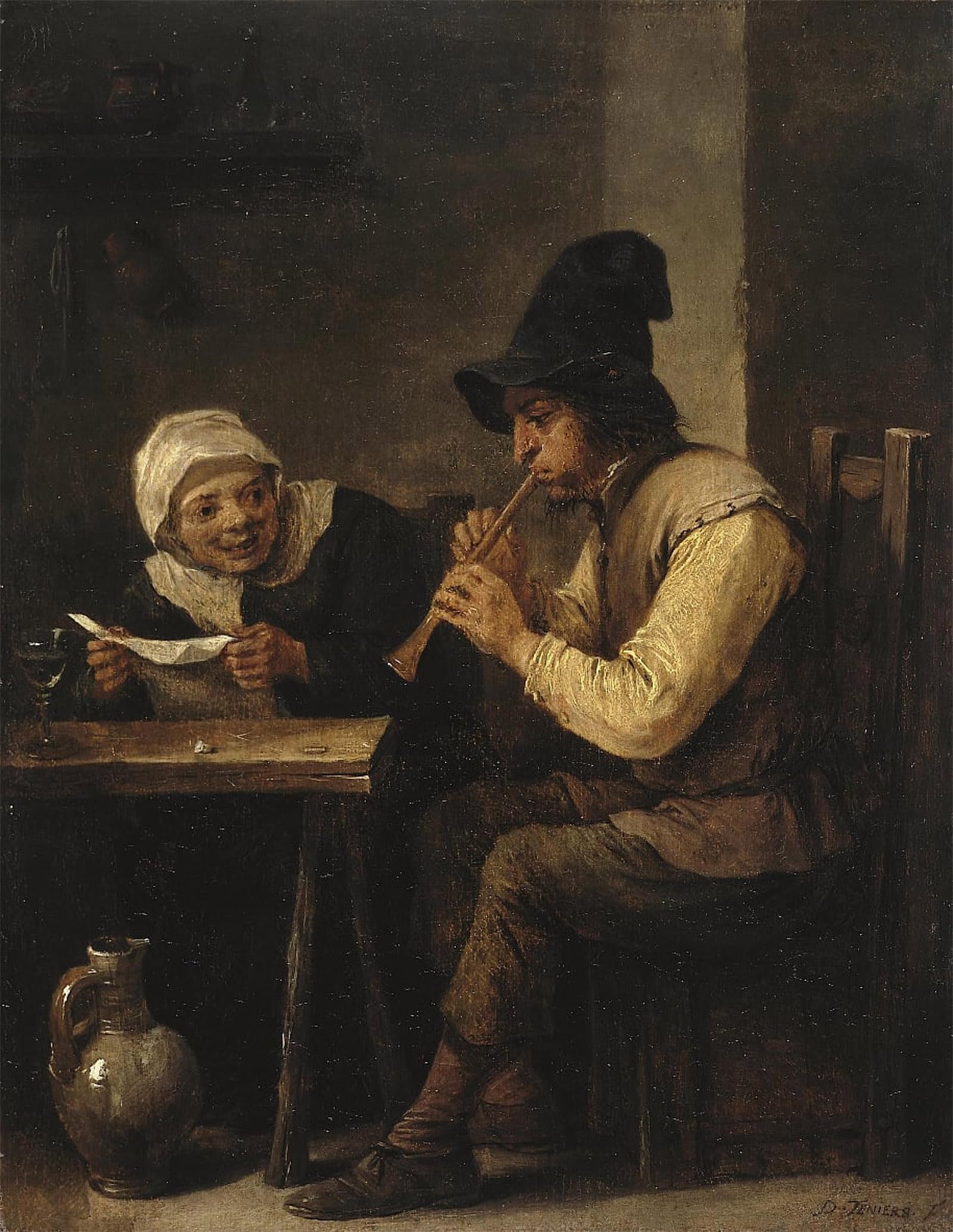 ARTXLXXBN Famous Art Print Poster Vintage Wall Art Duett by David Teniers the Younger Canvas Art Poster for Home Decor 60x90cm