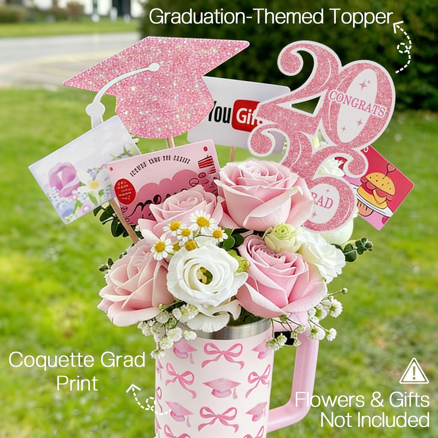ORIENTAL CHERRY Graduation Gifts - 40oz Tumbler Bouquet Gift Kit - Class of 2026 Gift Ideas for Her Women Girls Funny Congrats Grad Gifts for 6th 8th Middle High School College - Image 6