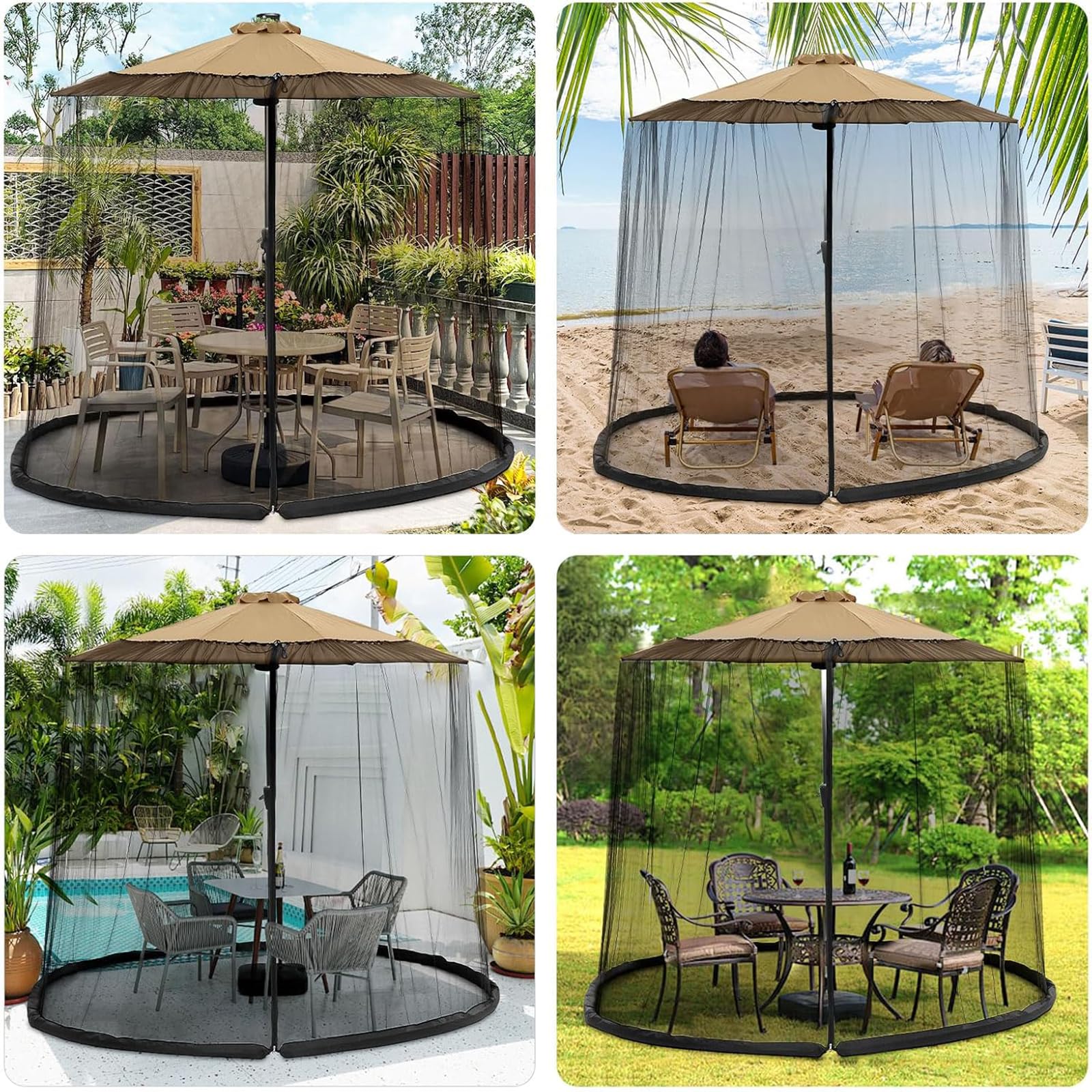 Zanzariera regolabile per gazebo da 2,8 a 4,5 m, copertura a doppia faccia per patio, tavolo da pranzo all'aperto protezione da cts