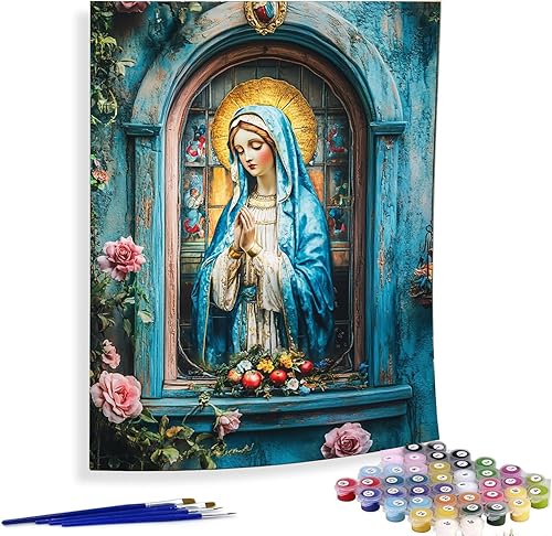 Miniatura 6 de Pintura por números para adultos, paisaje, pintura al óleo de cascada de aurora, kits de pintura acrílica por números para niños adultos