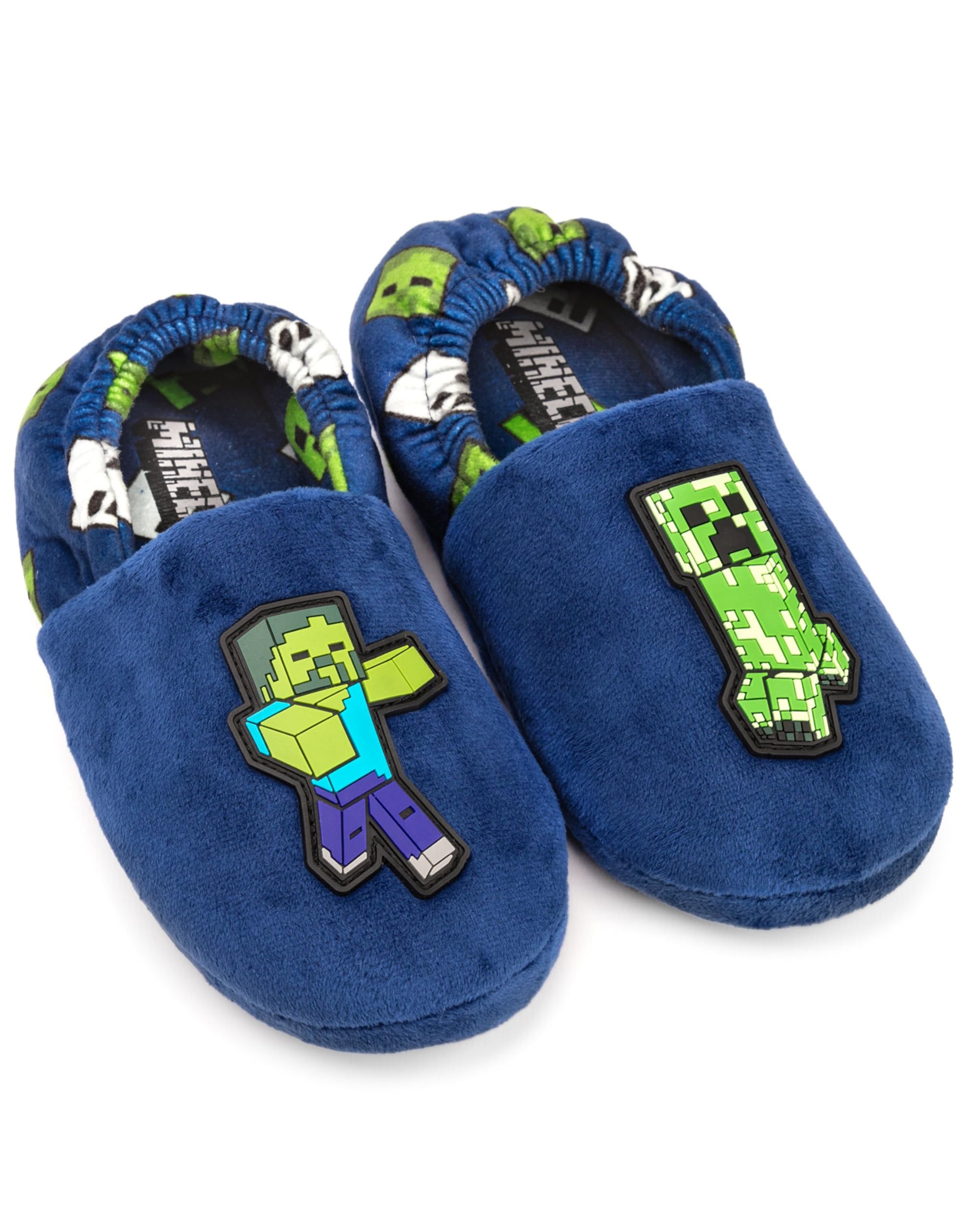 MINECRAFT Pantofole per Ragazzi | Vari stili Bambini Blu Navy Nero Paillettes Creeper Ragazzi House Shoes | Prodotti per calzature da gioco per bambini e adolescenti