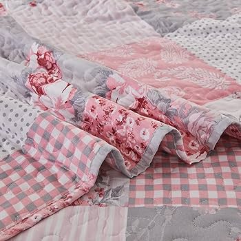 Amazon.com: KINBEDY Floral Patchwork Quilt Set Oversized
