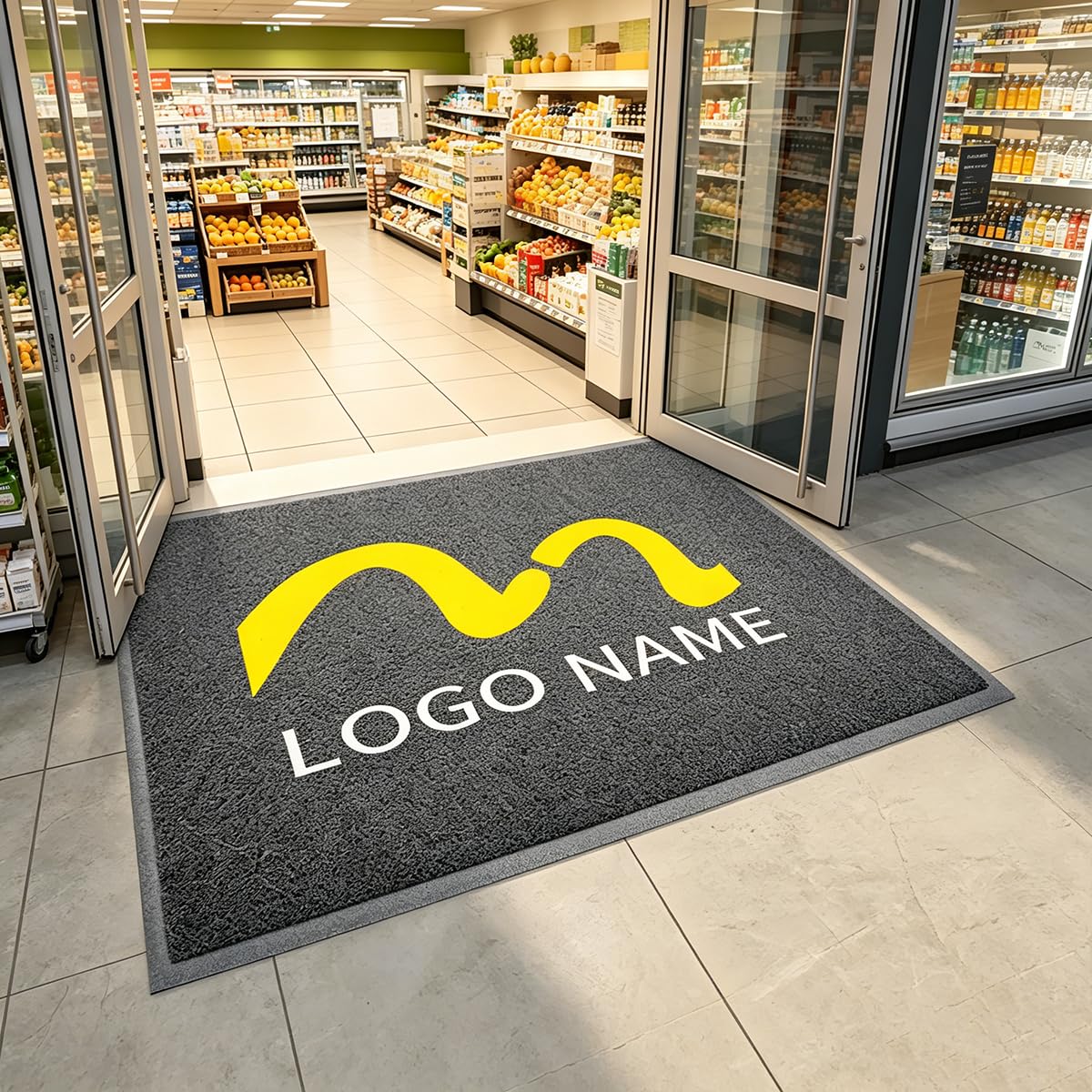 Zerbino Interno Personalizzato con Logo Tappetino Personalizzati Antiscivolo e Lavabile Tappeto d'Ingresso per Cane Ingresso Porta e Corridoio,Grigio