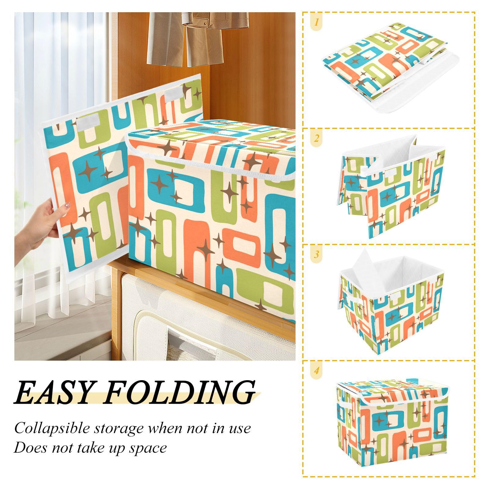 Amazon｜収納ボックス 折り畳み式 ミッド センチュリー モダン