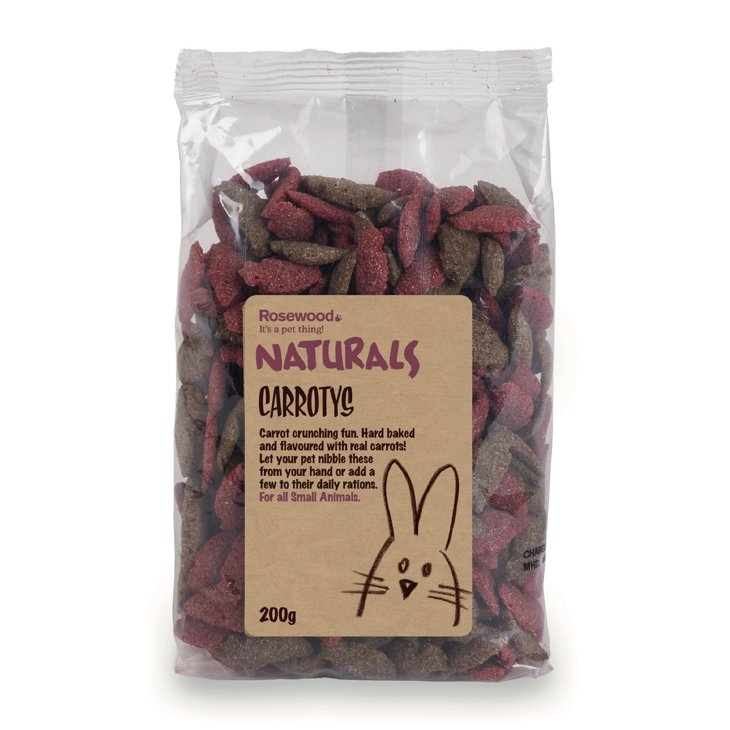 Rosewood Naturals Carrotys, Small Animal Treats for Rabbits, Guinea Pigs, Chinchillas, Degus, Hamsters, Gerbils, Mice and Rats, 200g
