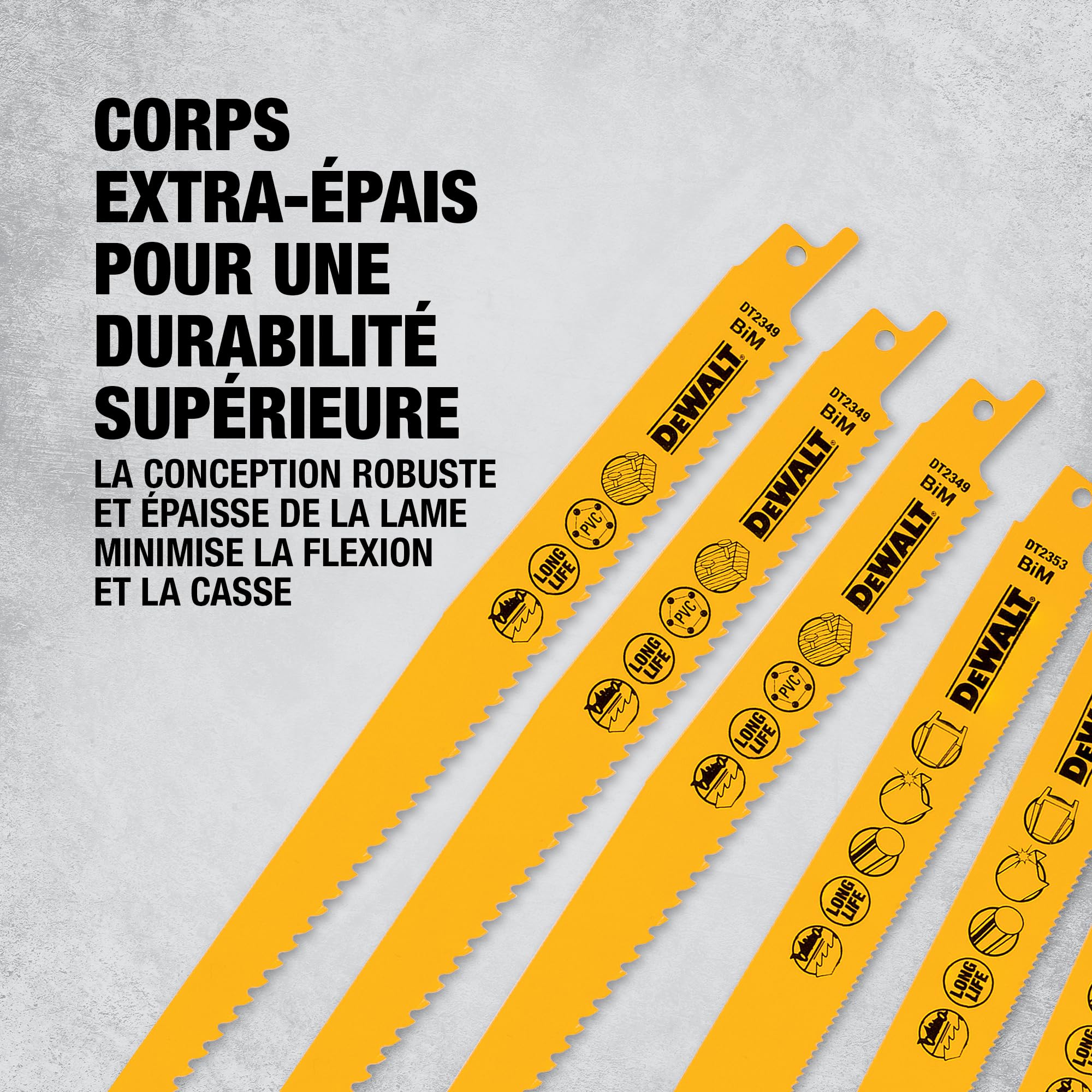 DEWALT Jeu de lames alternatives bimétalliques mixtes et coffret de rangement (12 pièces), DT2445-QZ