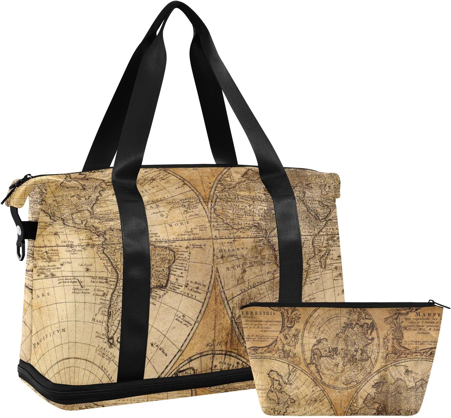 Old World Map Duffel Gym Bag for Women Men, Duffle Bag