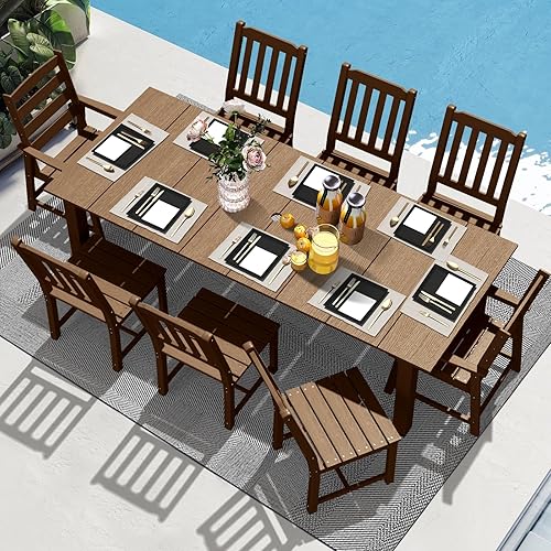 LOUNZY 9 Pieces Patio Dining Sets, Outdoor HDPE Furniture Set