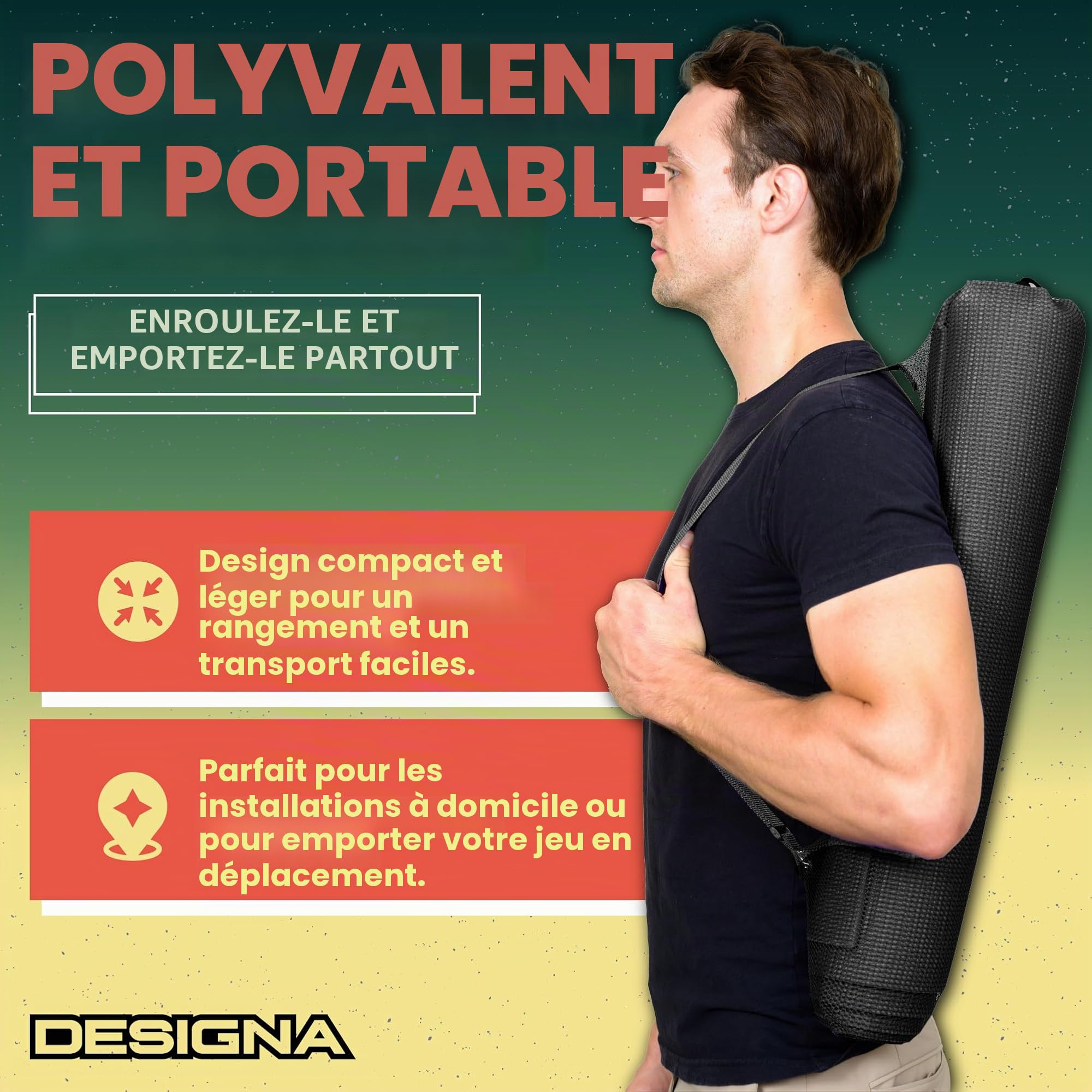 Designa Darts MAT43 Tapis de fléchettes antidérapant Double Dessus 290 cm x 60 cm