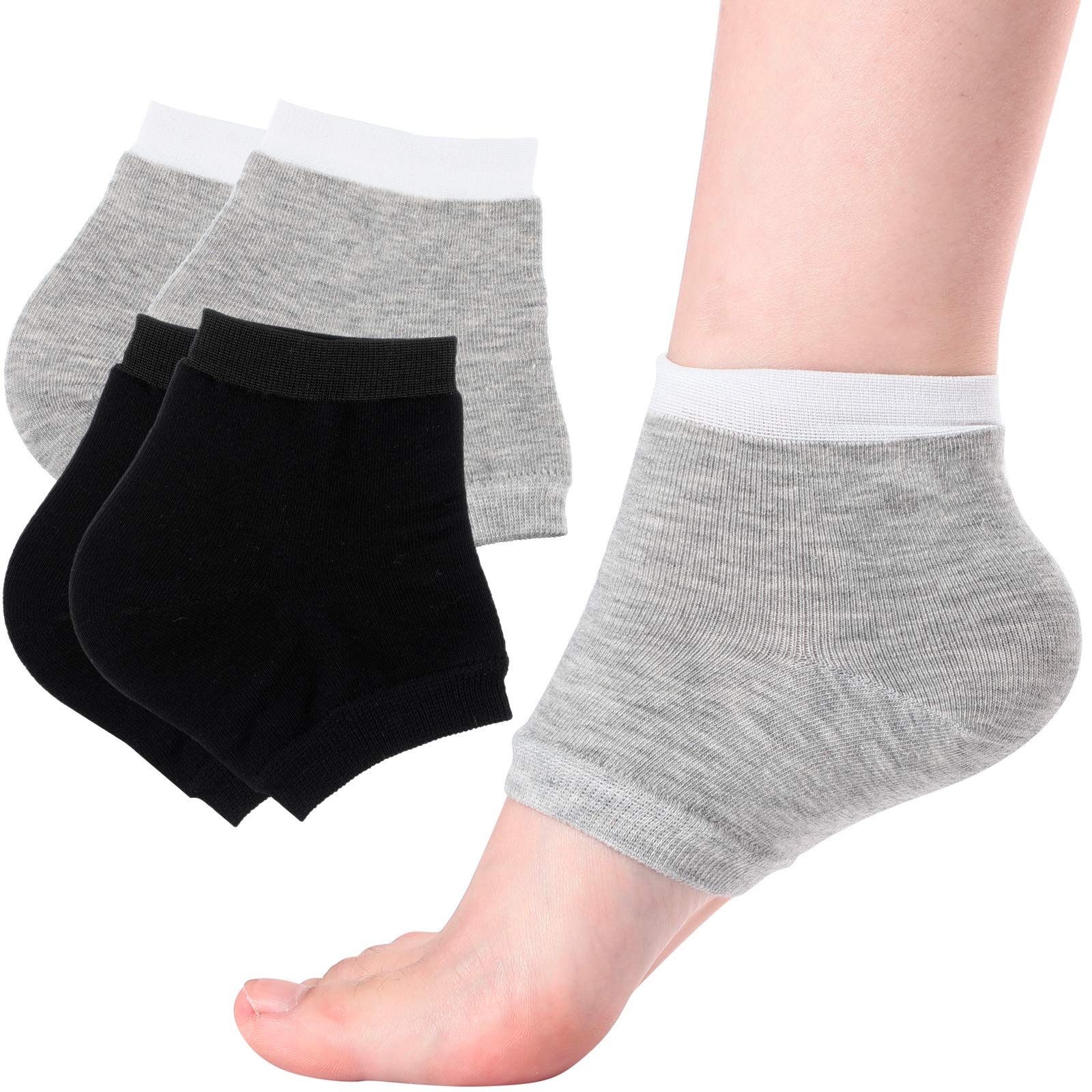 Geyoga 2 Pairs Of Open-Toe Moisturising Gel Heel Socks, Spa Sock For Men Or Women Foot Care, Cracked Heels, Dry Feet, Foot Calluses, Dead Skin, Black, Grey (B08X2R39JZ) Amazon Price History, Amazon Price Tracker