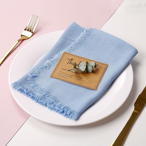 Miniatura 6 de Juego de 8 servilletas de lino elegantes y duraderas para bodas, ocasiones especiales y uso diario, tela suave y absorbente, lavable a máquina y