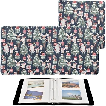 YETTASBIN Christmas Tree PU Leather Bookshelf Photo Albums, Large Waterproof DIY 3 Ring Scrapbooking Album with 40 Detachable Blank Pages for Family Wedding Baby Life Memory