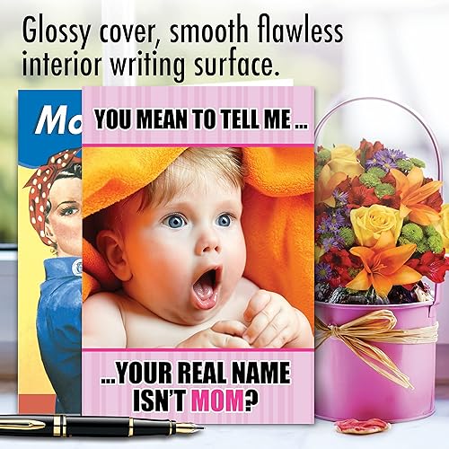 Miniatura 6 de NobleWorks - 10 tarjetas surtidas del día de la madre con sobres - Tarjetas divertidas en caja para mamá, madrastra, mujeres - Mamá siempre sabe