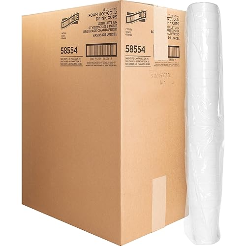 Vaso Genuine Joe de poliestireno para bebidas frías y calientes, color blanco, GJO58554, Blanco, 500