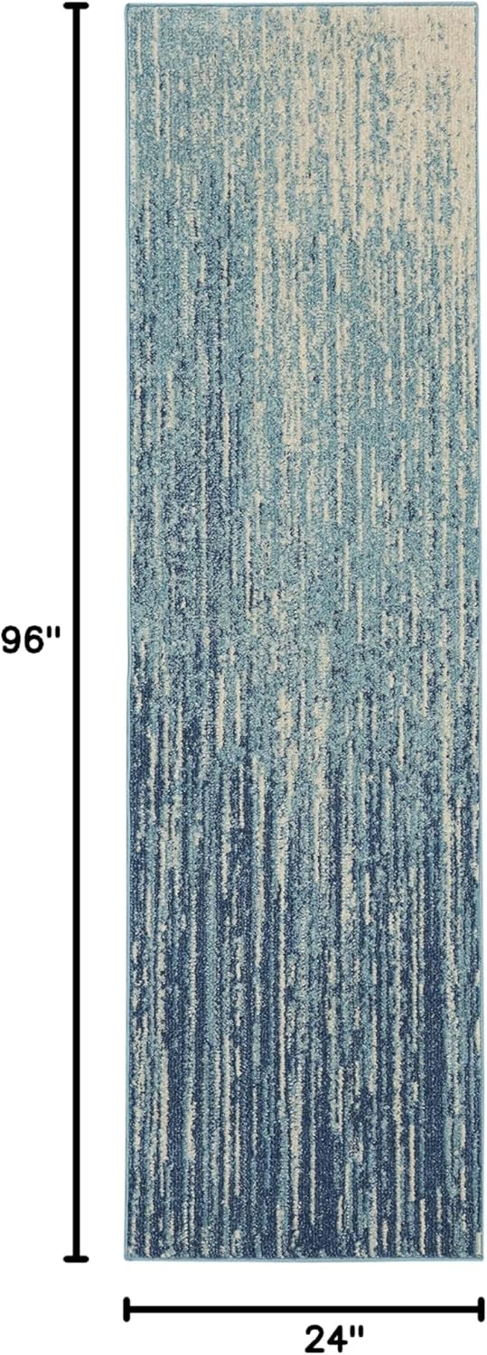 Nourison Home Passion Navy Light Blue 2'2" x 7'6" Area Rug - Easy Clean, Non Shedding, Bed Room, Living Room, Dining Room, Kitchen (8' Runner)