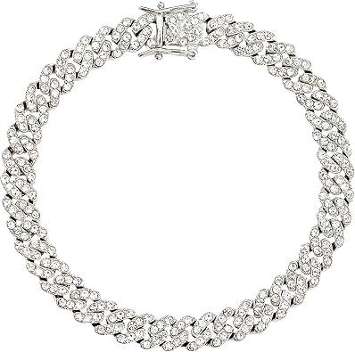 kelistom Cuban Link Anklet Bracelet for Women Men Hip-hop 18K Gold/White Gold Plated Iced Out Rhinestones Filled Chain Ankle Bracelets, 9" 10" 11"