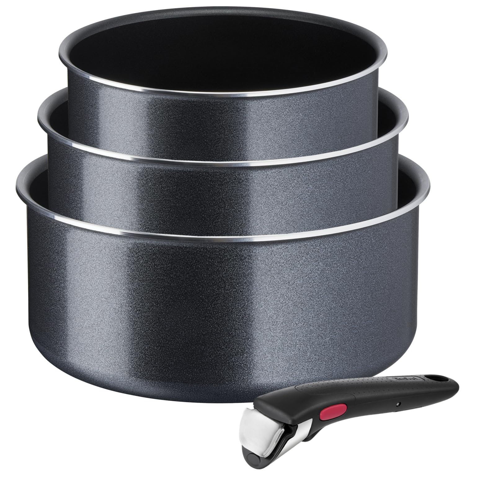 Tefal Ingenio XL Force 4-teiliges Kasserollenset, Topfset abnehmbarer Griff, 16/18/20 cm, platzsparend, Töpfe mit Titanium 2X Antihaftversiegelung, einfache Handhabung und Reinigung, L15890