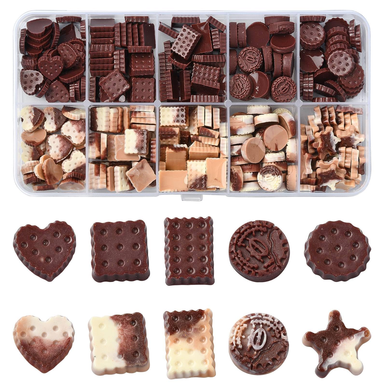 UR URLIFEHALL 290 Pcs Cookie Resin Cabochons Flatback Glow in The Dark Flat Round Heart Shaped Cabochons for Crafting Hairpins Home Wall Decor