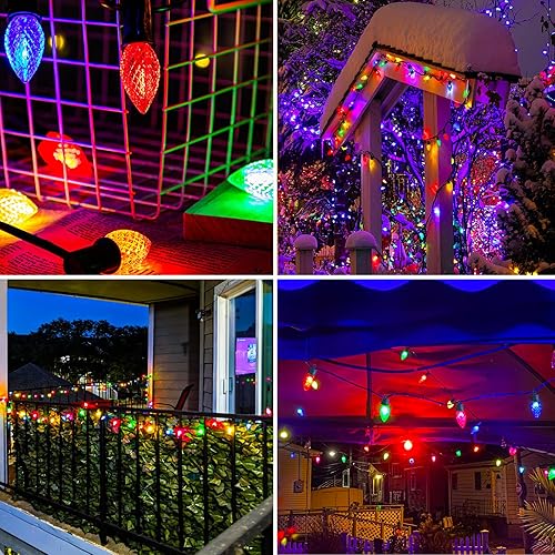 Miniatura 5 de kolpop Luces LED C9 de Navidad para exteriores, tira de luces de 50 pies con control remoto y temporizador, 8 modos, impermeable, bombilla grande,