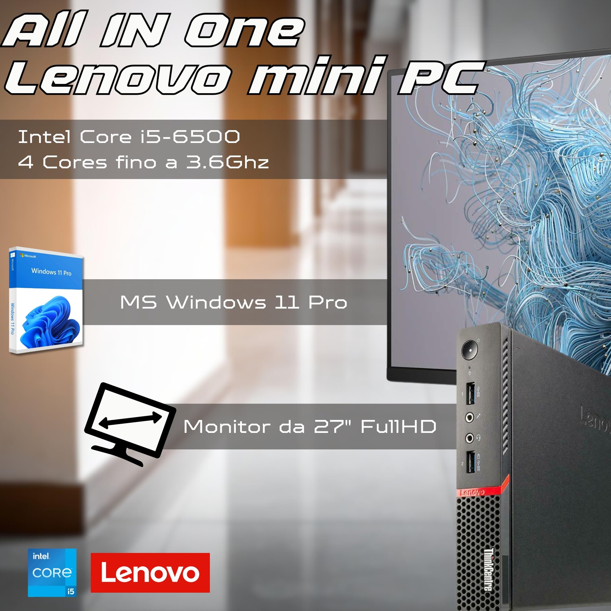 Estación de trabajo completa con monitor de 27 pulgadas Full HD Intel Core i5 hasta 3,10 GHz 16 GB RAM DDR4, SSD 256 GB, Windows 11 Pro, estación de acoplamiento 10 en 1, solución ideal para oficina