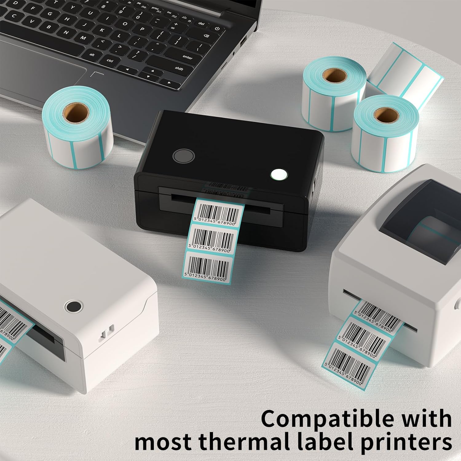 OausTect Thermal Labels 2.25 x 1.25 Inches 6 Rolls Barcode Sticker White Shipping Labels Self-Adhsive Mailing Labels Compatible with Rollo/Zebra Thermal Label Printer (1000 Labels/Roll) - Image 3