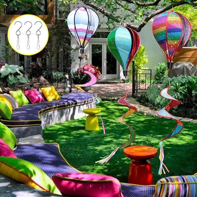 Conprasim Hot Air Balloon Wind Spinners Decorations Outdoor