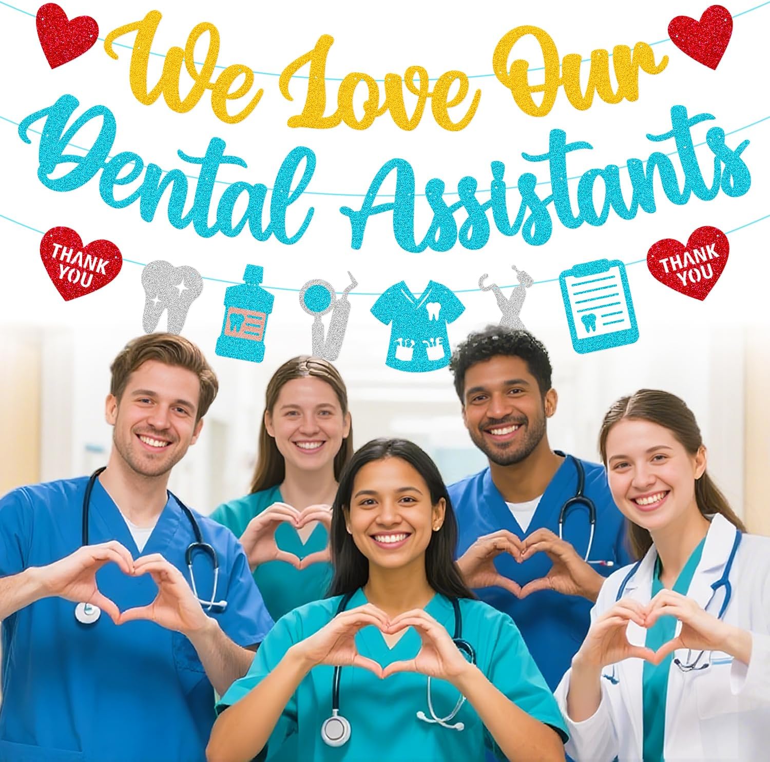 We Love Our Dental Assistants Banner Dental Assistant Week Party Decorations for Celebrate Dentist Office Assistant Appreciation Week Party Supplies