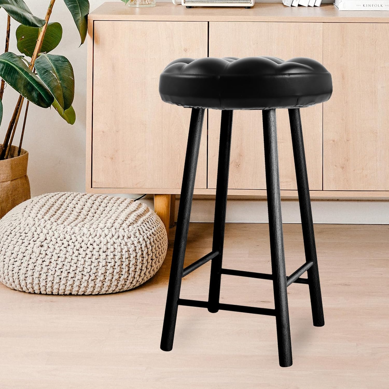 Ciieeo Stool Replacement Seat Bar Stool Cushion Swivel Chair Cushions Round Seat Cushion 12 Inch Round Foam Padded Seat for Bar Stool Rolling Homes and Offices Black